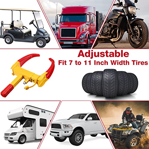 2 Pcs Wheel Lock for Cars, Heavy Duty Trailer Wheel Lock Universal Security Anti Theft Tire Clamp for Vehicles Boot Camper SUV ATV Boat Motorcycle Deterrent(Red) - color: Red
