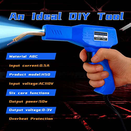 Plastic Welder Kit, 1200PCS Staples, Hot Stapler for Bumper Repair | 1200PCS Mixed Staples, Rust-Proof Stainless Steel, Portable Toolbox, Built-in LED, Ergonomic Grip, 5-Year Warranty, DIYers - color: Blue