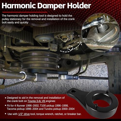 Sunluway for Toyota 3.4L V6 Engine Crankshaft Damper Pulley Holding Tool & Cam Pulley Holder W89208 fits Tacoma 4Runner T100 Tundra Pickup, Harmonic Damper and Camshaft Pulley Holding Tool