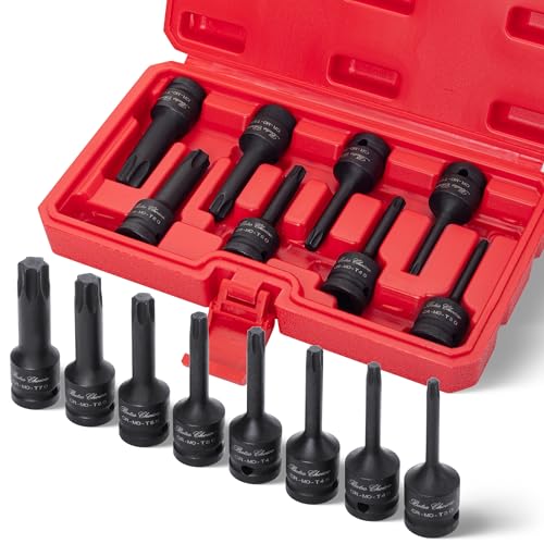 Bates Choice Torx Bit Socket Set, 8 pcs, 1/2 Inch Drive, 3 Inch Long, Cr-Mo Steel, T30-T70, Star Bit Socket Set
