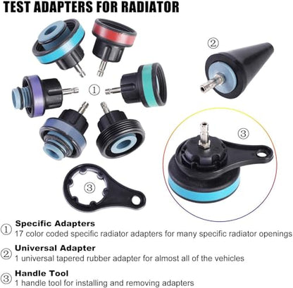 28PC Radiator Coolant Pressure Tester Kit, Cooling System Pressure Leak Tester, Coolant Vacuum Refill Tool