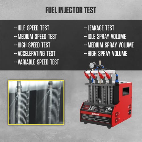 CT160 Fuel Injector Cleaner & Tester, 4-Cylinder Ultrasonic Cleaning Machine with Heating & 11 Test Modes for Cars Motorcycles - 110V/220V - color: Red