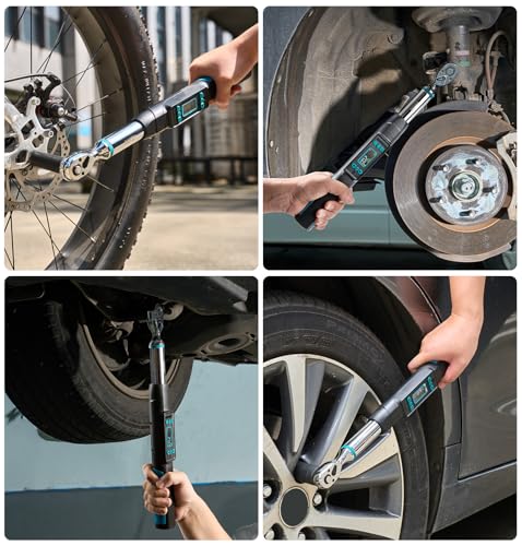 Seesii 3/8" Digital Torque Wrench, ±2% Accuracy, 0–220 N·m/0–162 ft-lbs, LCD Display, Real-Time & Peak Modes, Preset & Data Storage, Dual Alarm, Electric Torque Wrench for Bicycle, Car, Motorcycle