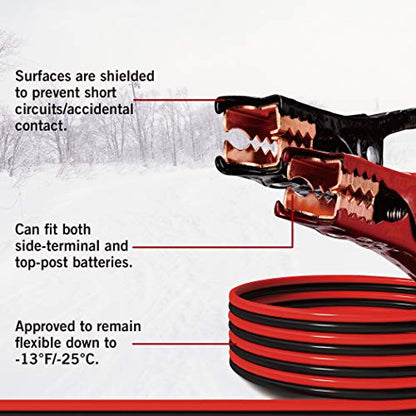 Cartman 4 Gauge 16 ft Heavy Duty Jumper Cables with Carry Bag | Rubber-Insulated Anti-Rust Clamps, High-Density CCA Core, Cold-Resistant TPR Jacket - size: 16-Feet (4-Gauge)