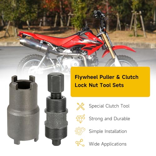 HIAORS GY6 Stator Magneto Flywheel Puller Removal Tool 24mm & 27mm and Clutch Lock Nut Spanner Tool Socket 20mm & 24mm for 50 125 150cc Motorcycle ATV Quad 4 Wheeler Pit Dirt Bike Scooter Parts