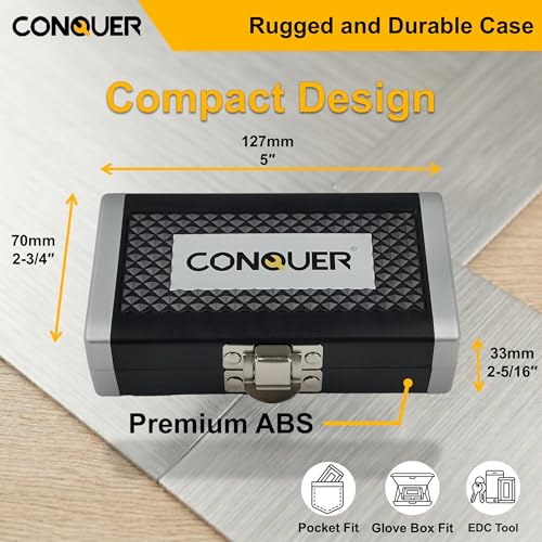 CONQUER 21-Piece 1/4" Drive Mini Ratchet Spline Socket Set, SAE/Metric | 72-Tooth Dual Head Ratchet, Quick Release & Spin Disc, CR-V Spline Sockets 6-13mm, S2 Bits, Knurled Grip, Portable Kit - style: 21 PC Spline Socket Set