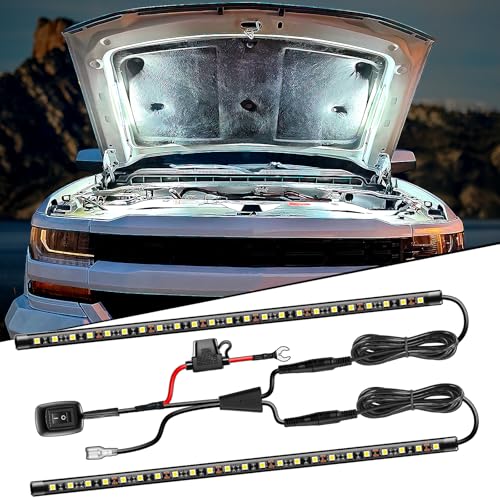 Nilight 2pcs Under Hood Light Strip 42LED Waterproof Underhood Work Light with On/Off Switch Blade Fuse Engine Bay Repair Light White 12V for Car Truck SUV - size: 15.7 inch 2 pieces