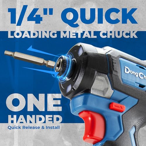 Dong Cheng 20V 4.2" Compact Impact Driver, 1840in-lbs Torque, with 2 x 2.0Ah Batteries, 1/4" Hex Chuck, 3200RPM, 4300IPM, Brushless Impact Driver for Cabinetry, Deck Building & HVAC Installation - style: 1840in-lbs, 2x Battery, Upgrade