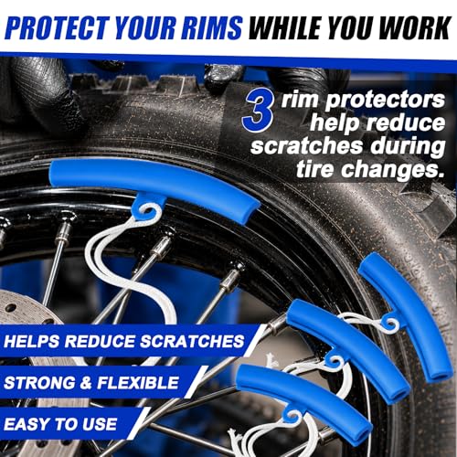 Tire Spoons, 29PCS Tire Changing Tool Kit with 3 x 14.5 Inch Blue Tire Irons, Motorcycle Tire Spoons and Tire Levers, Tire Removal & Mounting Tools for Dirt Bike, ATV, Lawn Mower Tires