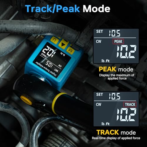 Upgrade Digital Torque Adapter, (±1% Accuracy, 12.5-250Ft-lb), 1/2" Digital Torque Wrench Adapter for Car, Versatile Meter - Smart Alert | Peak/Track | Preset | Store/Delete, for Automotive(340N.m) - size: 12.5-250 Ft-lb/17-340 Nm