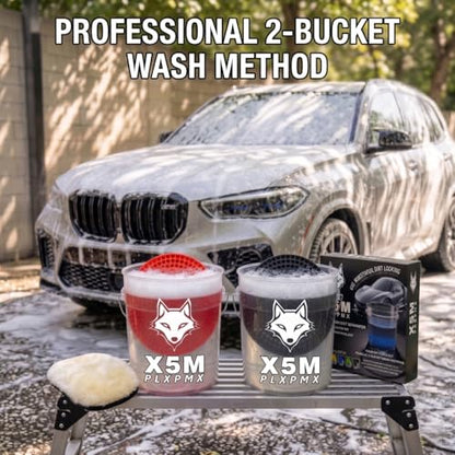 10.4" Heavy Duty Car Wash Bucket Insert (2-Pack) & Wash Mitt Kit - 10.6 oz Detailing Dirt Separator & Grit Trap, Scratch-Free Auto Wash, Fits 3.5 to 5 Gallon Buckets (Red Kit) - color: 2pack Red