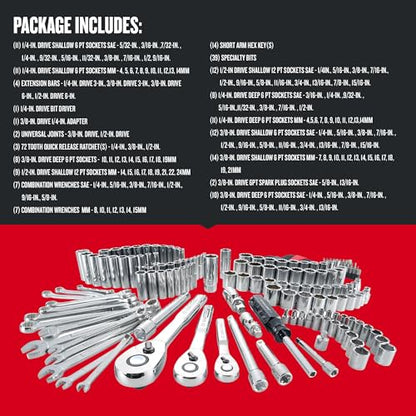 CRAFTSMAN Mechanics Tool Set, SAE/Metric, 189-Piece (CMMT12034) - style: 189 Piece Set