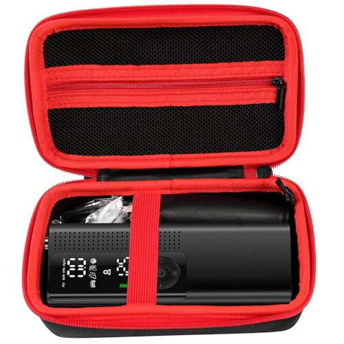 Case for Airmoto for MODARI Tire Inflator Portable Air Compressor Case,120 PSI Air Pump,Car Tire Pressure Gauge (150 PSI) Storage Bag, Air House, Connector and Accessories (Box Only)-(Black+Red) - color: Black+red Zipper