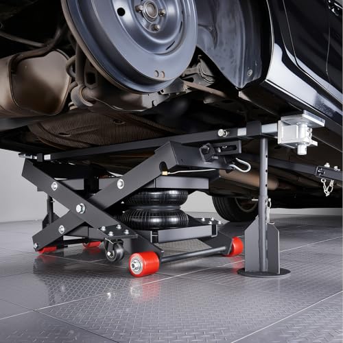VEVOR Air Portable Car Lift, 6613 lbs/3 Ton Capacity, 21.7 inch Max Height, Adjustable Portable Air Car Lift with Airbag, Support Stands, Wheel Chocks, Rubber Pads, Heavy-Duty for Sedan SUV Pickup