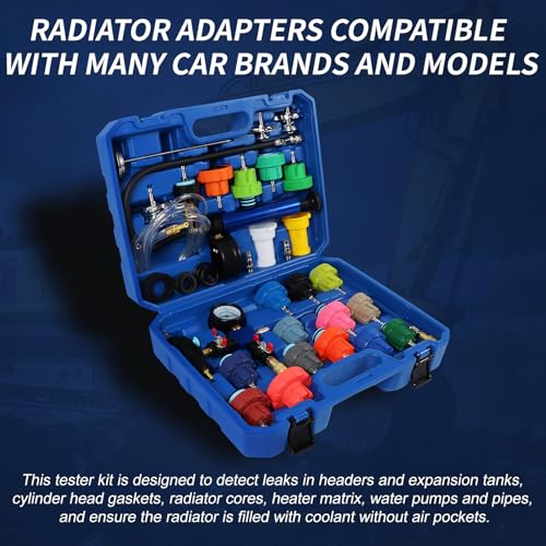 Vacuum Coolant Fill Kit & Coolant Vacuum Refill Kit, 31pc Master Cooling System Vacuum Fill Tool, Radiator Vacuum Fill Kit with 23 Radiator Adapters, Coolant Pressure Tester Kit