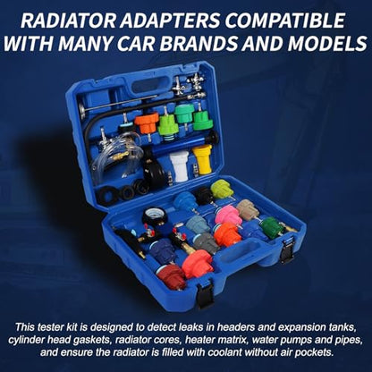 Vacuum Coolant Fill Kit & Coolant Vacuum Refill Kit, 31pc Master Cooling System Vacuum Fill Tool, Radiator Vacuum Fill Kit with 23 Radiator Adapters, Coolant Pressure Tester Kit