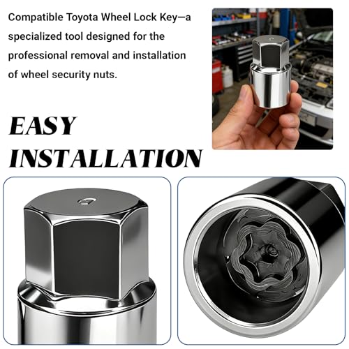 D-Wheel Locking Lug Nut Removal Tool Key, Professional Anti-Theft Lock Nut Remover Socket, Lost Wheel Lock Key Replacement for Tacoma, Camry, Corolla, Tundra, Automotive Tools