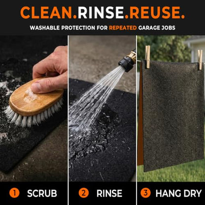 Golener Oil Spill Mat - Garage Floor Mat, Absorbent Oil Pad, Premium Maintenance Mat, Waterproof, Contain Liquid, Protect Floor from Spill & Stain, Reusable, Washable, Durable, 72”x96”, Black/Orange - size: 6' x 8' (Rectangular)