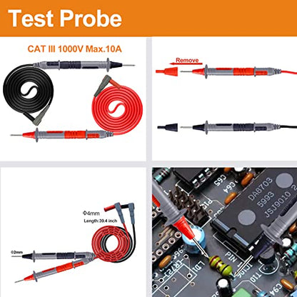 Makeronics 11-in-1 Multimeter Test Lead Kit with Alligator Clip Soft Case | for Electronic Specialties Automotive Multimeter Voltmeter Clamp Meter 2 PCS Non-Destructive Back Probes