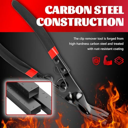 2 in 1 Panel Clip Removal Pliers,Automotive Trim Clip Removal Tool with Flat Jaw & Spring Action,Professional Car Clips Pliers for Headlight/Door Panel/Upholstery Trim Clips/Push Pin