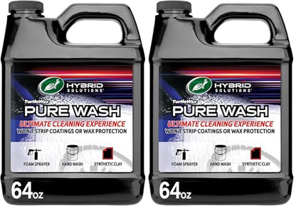 Turtle Wax Hybrid Solutions Pure Wash,pH Neutral Extreme Foaming Car Wash Soap,Bucket or Foam Cannon Application,Won't Strip Waxes or Coatings,Clay Bar Lubricant,Spot-Free Clean,64 fl oz,(Pack of 2) - size: 64 Fl Oz (Pack of 2)