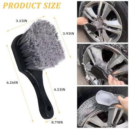 3PCS Car Wheel Tire Brush Kit, Soft and Stiff Bristle Vehicle Wheel Rim Cleaning Brush, Scratch-Free Automotive Tire Rim Cleaner Kit for Car Detailing, Universal for Sedan Van Truck