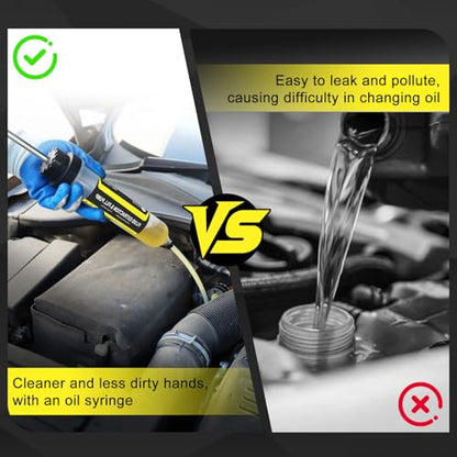 JIFETOR 200CC Automotive Fluid Extractor Fill Hand Pump Oil Change Syringe | Manual Liquid Transfer Tool with Total 46" Hose and Extension Tubes, for ATF Coolant Power Steering Fluid Gear Oil Engine Oil