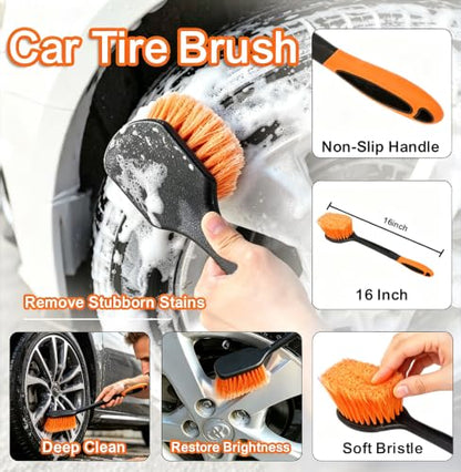 AgiiMan Car Wash Brush with Long Handle, 3-12FT Telescoping Car Cleaning Kit, Soft Bristle RV Wash Brush and Car Wash Mop for Car Truck SUV RV Boat Solar Panel House Siding Exterior Washing