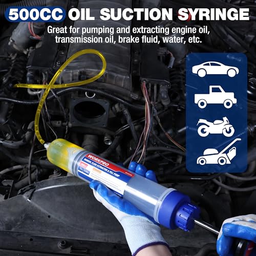 WORKPRO 500CC Manual Fluid Extractor, Multi-Purpose Oil Syringe, Oil Suction Pump, Manual Extraction and Filling Pump, Automotive Oil Syringe - size: 500cc