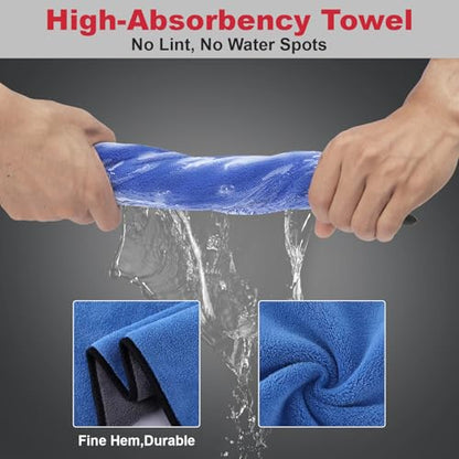 8PCS Wheel Tire Cleaning Kit 360 Flexible Wool Scratch-Free Rim Brush | Dual Hardness & Boar Hair,Tire Dressing Pad Towel,Multi-Vehicle Auto Care Car Lover Gift Kit - size: 8 PCS