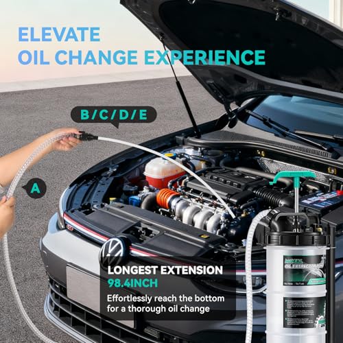 Poafamx Manual Oil Extractor Pump 9.5L, Fluid Extractor Pump 2.5 Gallon | with Extended Storage Units and 5 Tubes Vacuum Oil Change Pump for Automotive, Truck, Boats Engine Oil Change - size: 9.5L