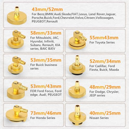 Mrcartool 10 Pcs Car Brake Bleeder Adapter Set for F118/F109 Master Cylinder Adapter with 9Pcs Brake Bleeder and 1pc Quick Coupling, Brake System Bleeding Tool Set for Ford Mazda Honda - size: 10pcs Adapters