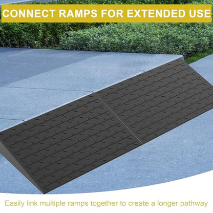 OrangeStar 4" Rise Rubber Threshold Ramp with Cord Channel | Wheelchair & Scooter Ramp, Non-Slip Angled Entry for Doorways, Steps & Garages, 2200 LBS Capacity (Black, 36" Length) - size: 4in