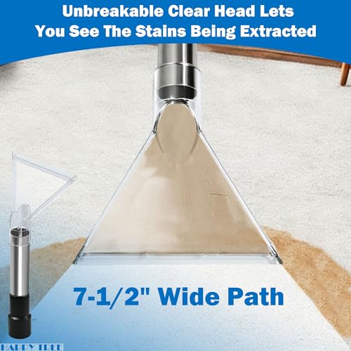 Happy Tree Hand Tool with Large 7-1/2" Clear Head for Upholstery & Carpet Cleaning, Turn Wet-Dry Vac into an Extractor, Detailing Wand Extractor Vacuum Cleaner - size: Large without Water Hose & Spray Nozzle