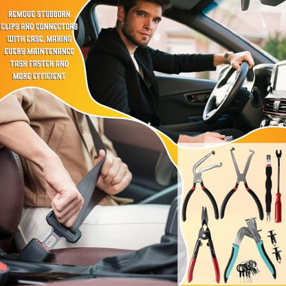 8 Pcs Car Clip Pliers Automotive Disassembly Tools Automotive Snap Ring Pliers Electrical Disconnect Pliers Terminal Removal Tools for Cars Repair