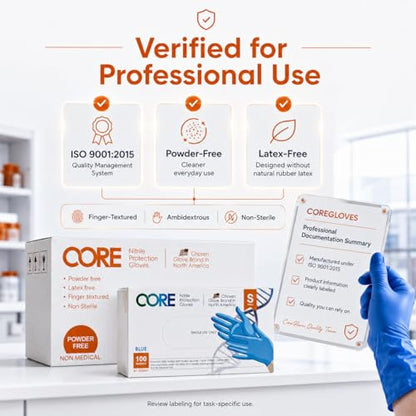 CoreGloves Gloves Disposable Latex Free Powder Free, Nitrile Gloves, Work, Food grade, Cleaning, Mechanic, Tattoo, Lab, auto - size: Small, style: Heavy Duty 6 Mil • 1000 Gloves