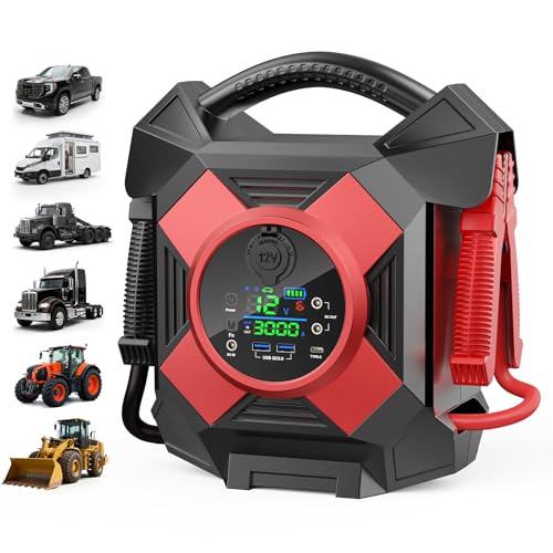 DM1264 Heavy Duty Jump Starter, 30000A Peak 12V Lithium Booster Pack for Semi Trucks, Start All for 50L Diesel and Gasoline Engines,-40°F Cold Starter, 1 Second Instant Start Dead Battery