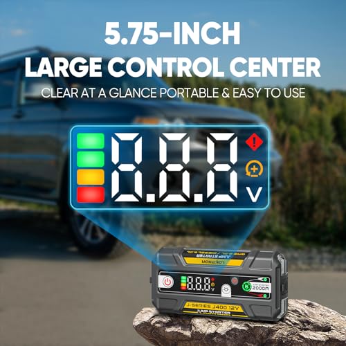 LOKITHOR J400 Jump Starter - 12V 2000A Lithium Battery Jump Pack, Portable Jump Box, Car Starter, Jumper Cables - for Up to 8.0L Gas & 6.0L Diesel Engines | ConnectMax Tech - Smart Digital Display - color: Yellow