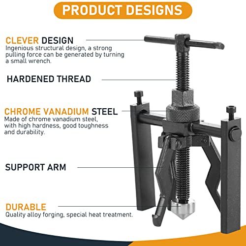 ATPEAM 3 Jaw Inner Bearing Puller - Heavy Duty Pilot Bearing and Bushing Removal Tool for Cars and SUVs