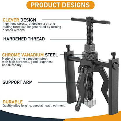 ATPEAM 3 Jaw Inner Bearing Puller - Heavy Duty Pilot Bearing and Bushing Removal Tool for Cars and SUVs