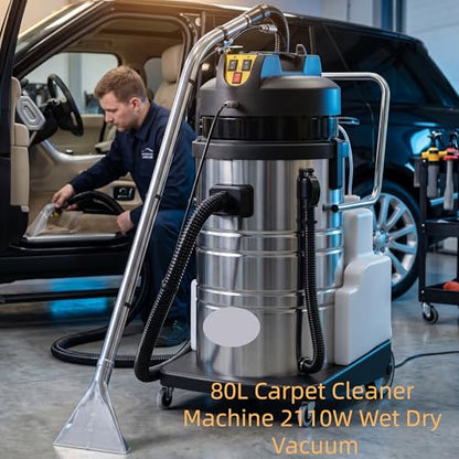 2110W Commercial Carpet Cleaner Machine - 5.3Gal Portable Extractor with 4 Attachments, 250mbar Suction, IPX4 Waterproof for Hotel/Upholstery/Office Cleaning
