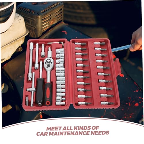 Zerodeko 46pcs Socket Wrench Set Storage Case for Automotive Repairs Socket Tool Kit for Mechanics Comprehensive Car Maintenance Tools Portable Box for Use
