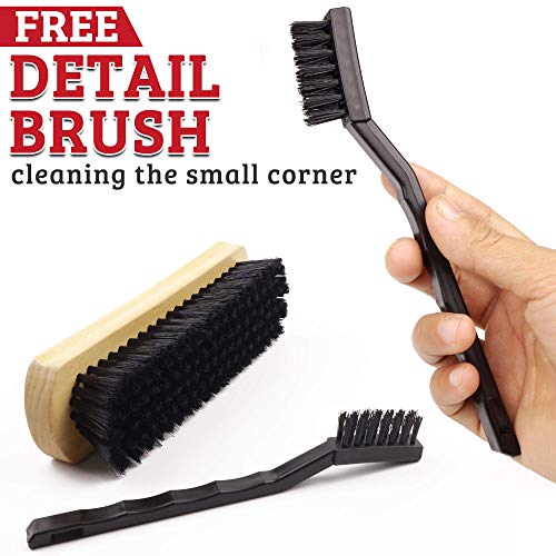 TAKAVU Leather & Upholstery Cleaning Brush Set (Black) | Car Detailing Brush for Alcantara, Leather Seats, Suede, Car Interior, Sofa & Convertible Tops - color: Black