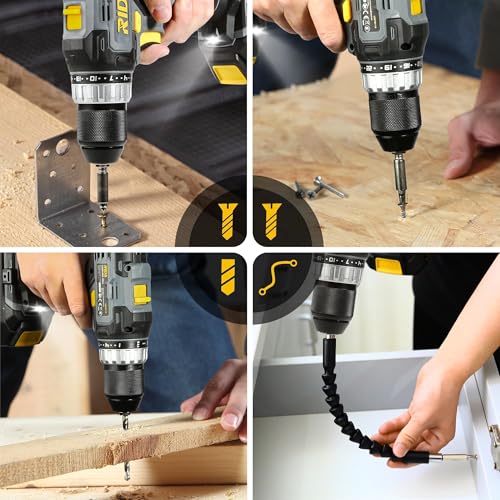 RIDA 20V Cordless Power Drill Set 1/2'' Keyless Metal Chuck 355 In-lb DIY | 2.0AH Battery, Fast Charger, 0-1500 rpm, Variable Speed, 25+1 Position, 22pcs Bits, Home Repairs