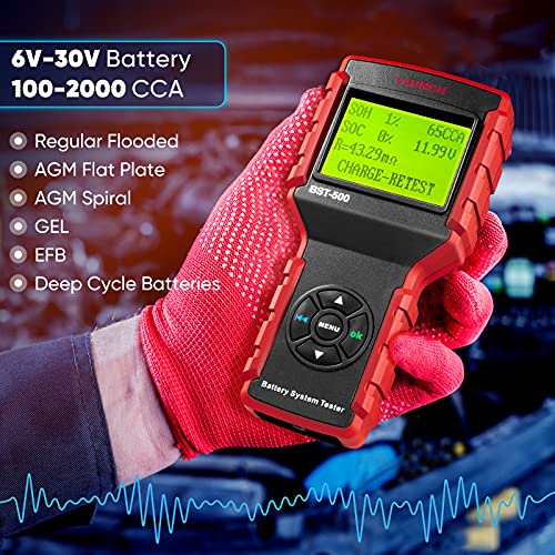 LAUNCH BST-500 Car Battery Tester 12V 24V Battery Load Tester,100-2000CCA Automotive Battery Alternator Tester for Cars/Boat/Truck/Lawn Mower, Compatible with Flooded AGM Gel EFB,etc.