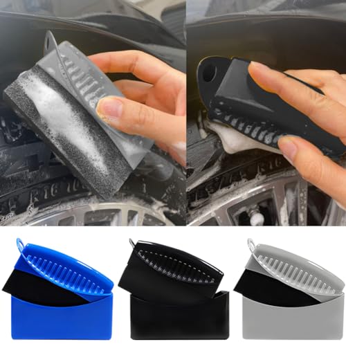 Tire Dressing Applicator, 3 Pieces Tire Shine Applicator with Lid, Reusable Tire Sponge Applicator for Car Truck Tires Waxing Polishing Cleaning