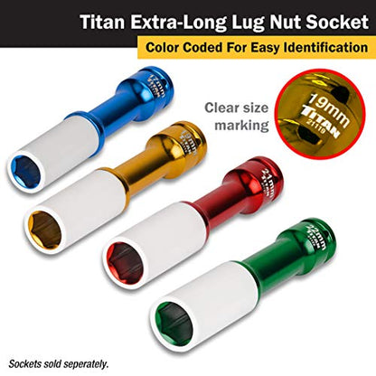 Titan 21119 1/2-Inch Drive x 19mm Non-marring Impact Extra-Long Lug Nut Socket - size: XL 19mm