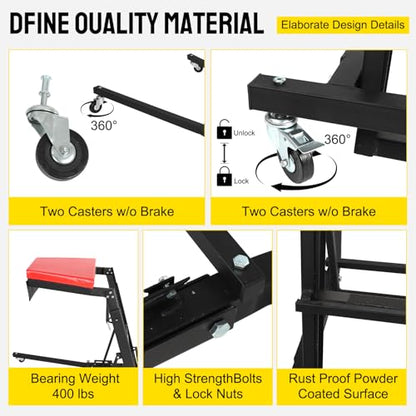 Top Adjustable Automotive Creeper, 45" - 66" 400 LBS Capacity High Top Creeper, Foldable Automotive Engine High Top Creeper, 4 Swivel Caster Wheels for Home Garage, Workshop Repair Maintenance