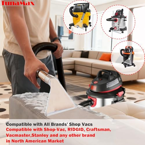 TunaMax Universal Work with All Shop Vacs Clear Extractor Attachment with 1-1/4" & 1-7/8" & 2-1/2" Adapters for Upholstery & Carpet Cleaning & Auto Detailing, Wet/dry Vacuum Extraction Accessory - size: Large