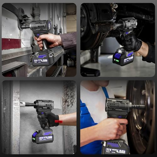850Nm Cordless Impact Wrench 1/2 Inch Compatible with Makita 18V Battery, High Torque 628Ft/lbs, Variable Speed with 2x4.0 Ah Lithium Battery, Charger and Socket Set for Car Home Repair